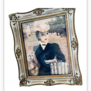 1950's TURNER WALL ACCESSORY Framed Art Print Parisian Lady with Lhasa Apso Dog
